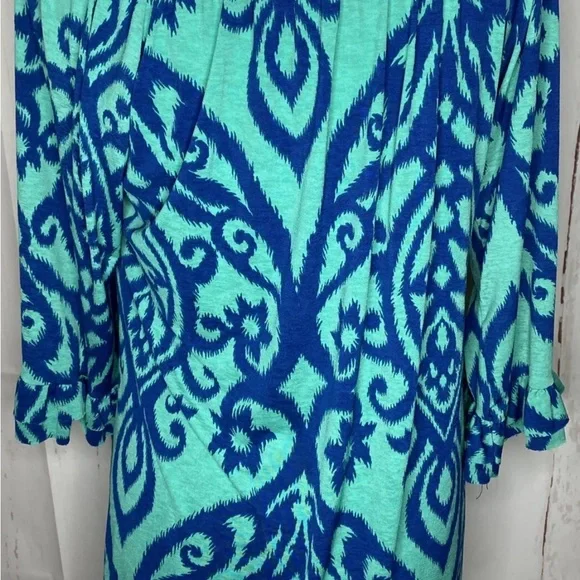Lily pad Women Tunic Top Blouse Top Blue Teal Size medium 3/4 Sleeve G - Picture 1 of 11